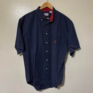Vintage 90s Bugle Boy Company Navy Short Sleeve Button Down Shirt Size Men’s XL